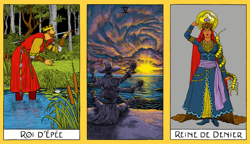 Three tarot images
